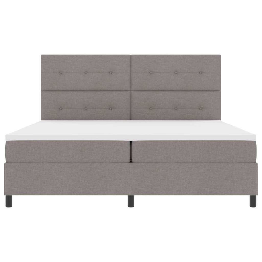 Boxspringbed met matras met hoofdeinde Taupe 200 x 200 cm Stof is nu te koop bij PeponiXL, paradijselijk wonen!