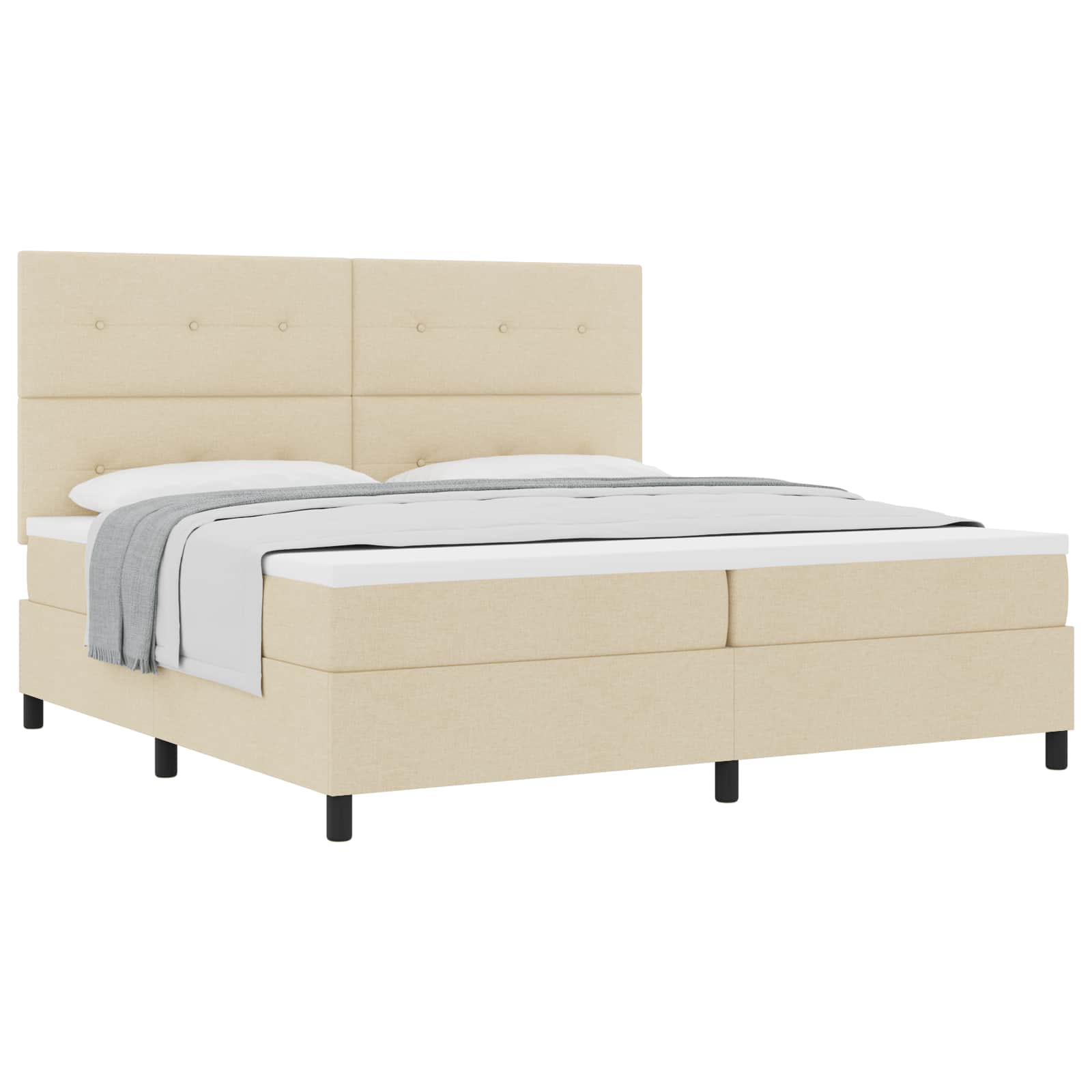 Boxspringbed met matras met hoofdeinde Crème 200 x 200 cm Stof is nu te koop bij PeponiXL, paradijselijk wonen!