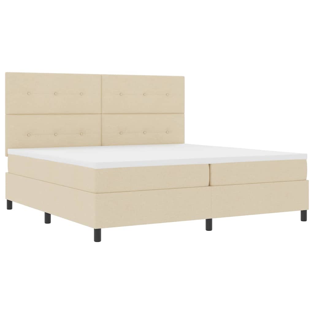 Boxspringbed met matras met hoofdeinde Crème 200 x 200 cm Stof is nu te koop bij PeponiXL, paradijselijk wonen!