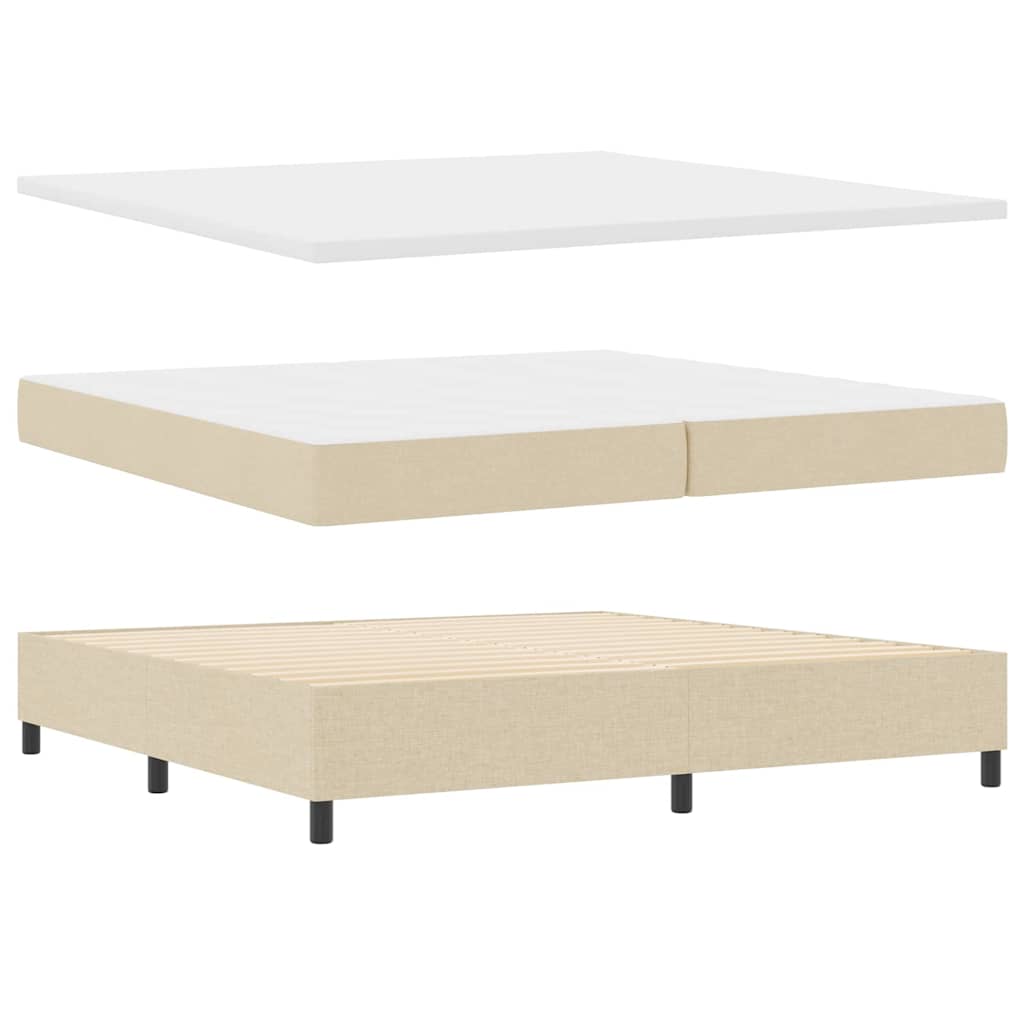 Boxspringbed met matras met hoofdeinde Crème 200 x 200 cm Stof is nu te koop bij PeponiXL, paradijselijk wonen!