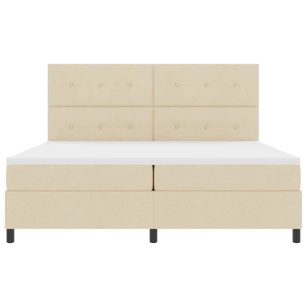 Boxspringbed met matras met hoofdeinde Crème 200 x 200 cm Stof is nu te koop bij PeponiXL, paradijselijk wonen!