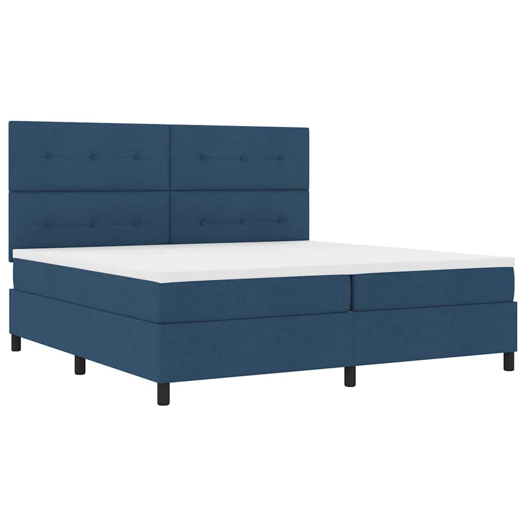 Boxspringbed met matras met hoofdeinde Blauw 200 x 200 cm Stof is nu te koop bij PeponiXL, paradijselijk wonen!