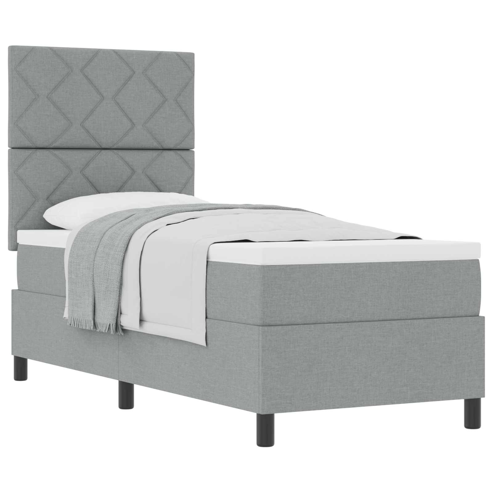 Boxspringbed met matras Lichtgrijs 80 x 200 cm Stof is nu te koop bij PeponiXL, paradijselijk wonen!