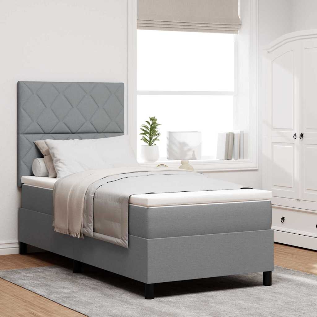 Boxspringbed met matras Lichtgrijs 100 x 200 cm Stof is nu te koop bij PeponiXL, paradijselijk wonen!