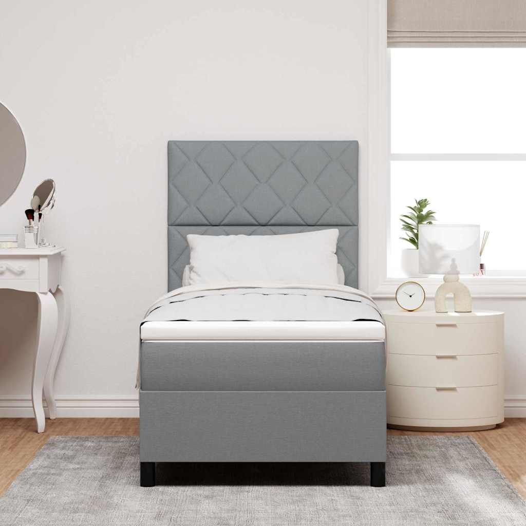 Boxspringbed met matras Lichtgrijs 100 x 200 cm Stof is nu te koop bij PeponiXL, paradijselijk wonen!