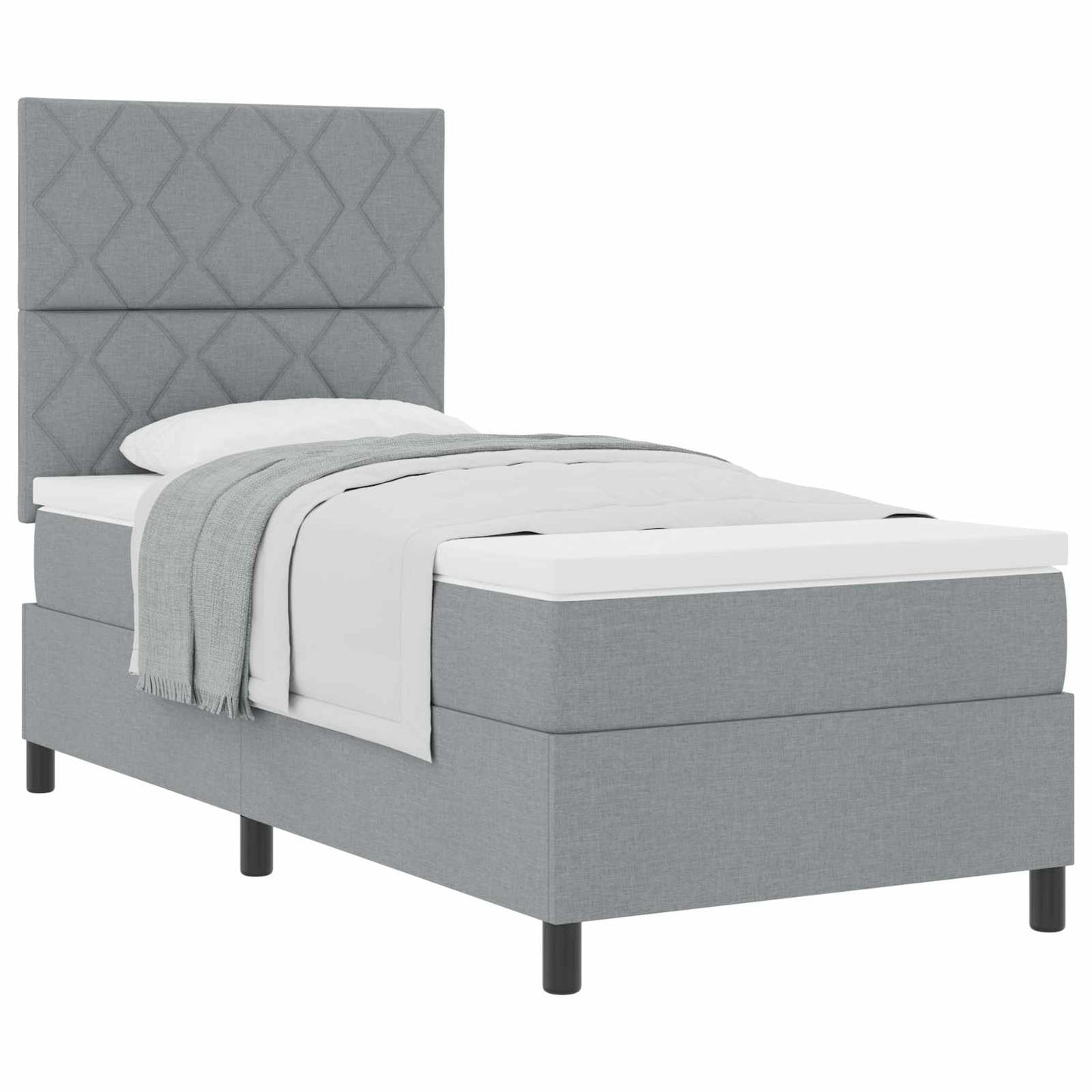 Boxspringbed met matras Lichtgrijs 100 x 200 cm Stof is nu te koop bij PeponiXL, paradijselijk wonen!