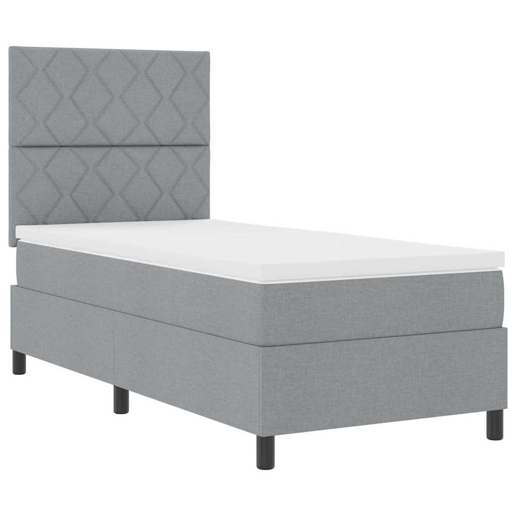 Boxspringbed met matras Lichtgrijs 100 x 200 cm Stof is nu te koop bij PeponiXL, paradijselijk wonen!