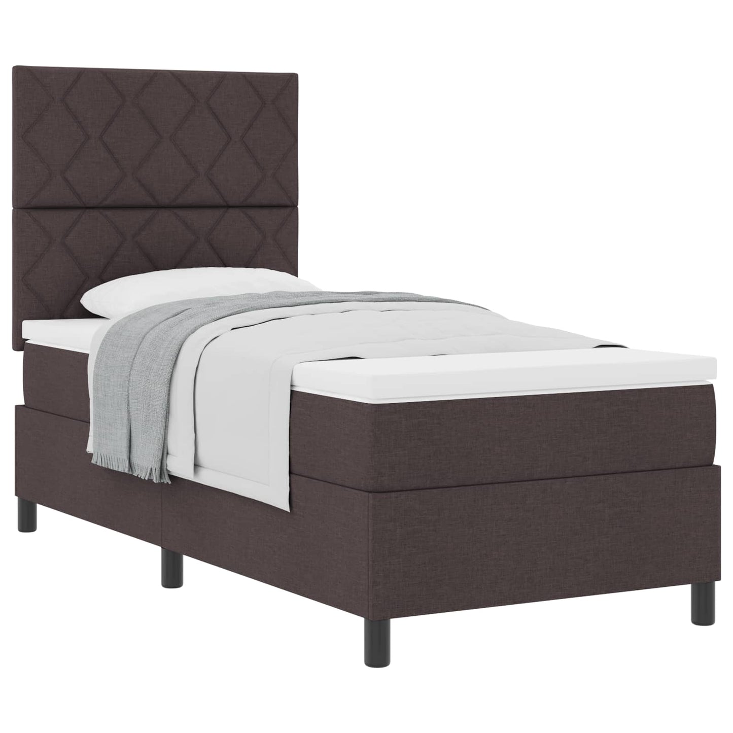 Boxspringbed met matras Donkerbruin 100 x 200 cm Stof is nu te koop bij PeponiXL, paradijselijk wonen!