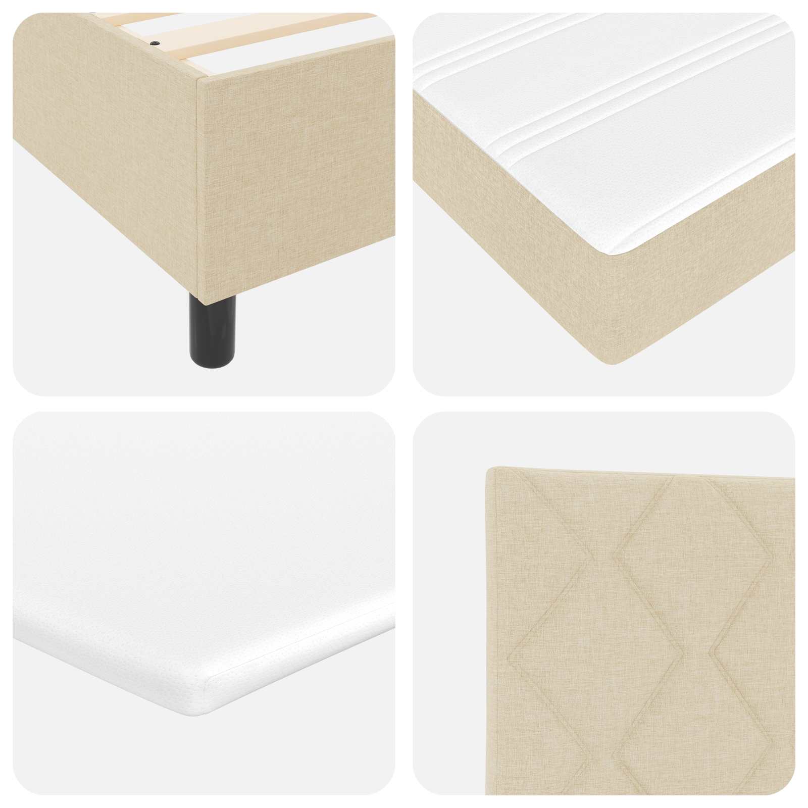 Boxspringbed met matras met hoofdeinde Crème 100 x 200 cm Stof is nu te koop bij PeponiXL, paradijselijk wonen!