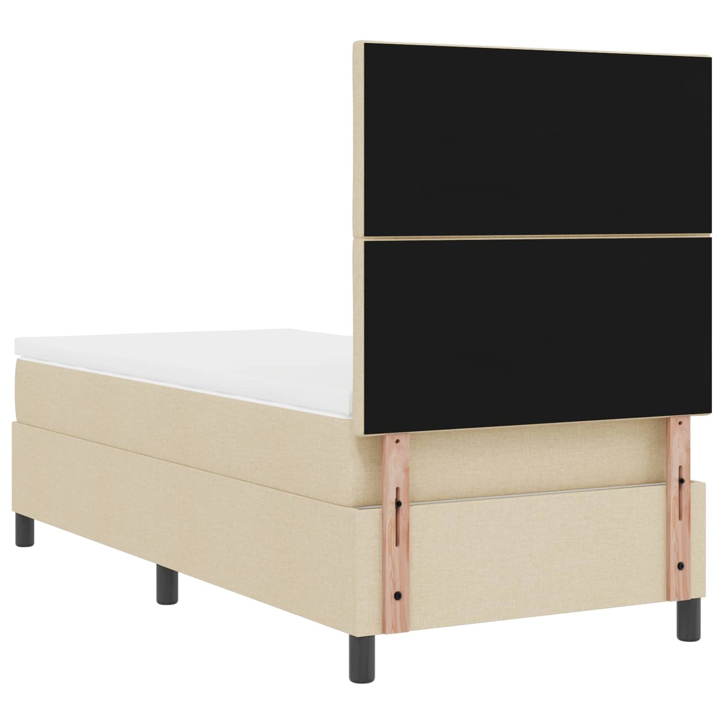 Boxspringbed met matras met hoofdeinde Crème 100 x 200 cm Stof is nu te koop bij PeponiXL, paradijselijk wonen!