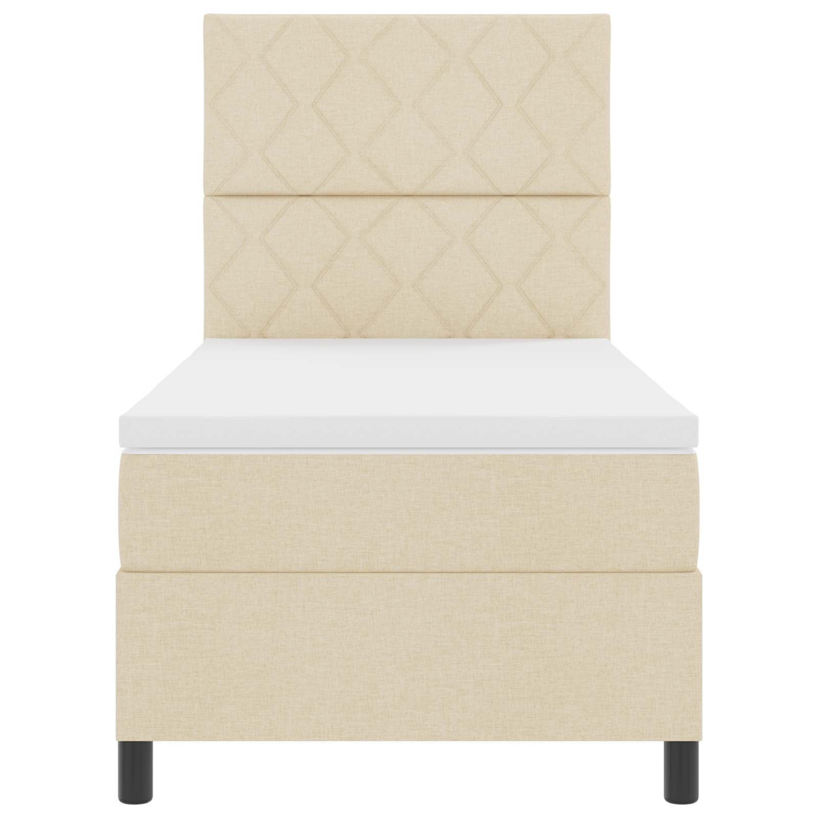 Boxspringbed met matras met hoofdeinde Crème 100 x 200 cm Stof is nu te koop bij PeponiXL, paradijselijk wonen!