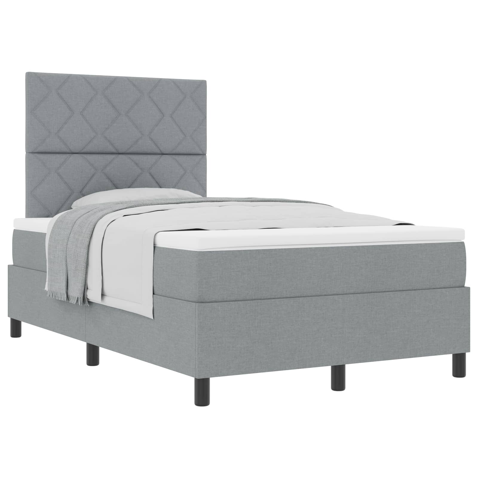 Boxspringbed met matras Lichtgrijs 120 x 190 cm Stof is nu te koop bij PeponiXL, paradijselijk wonen!