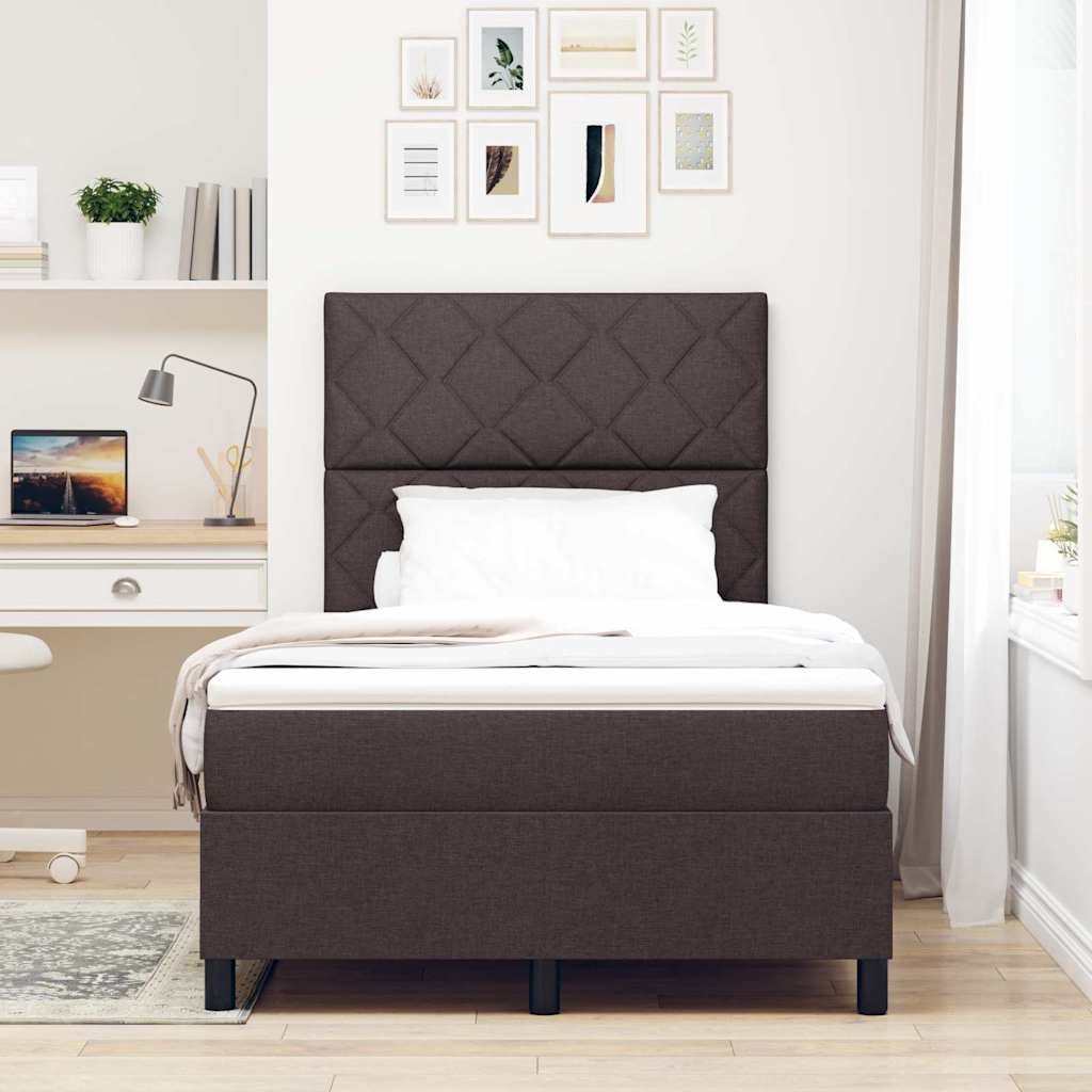 Boxspringbed met matras Donkerbruin 120 x 190 cm Stof is nu te koop bij PeponiXL, paradijselijk wonen!