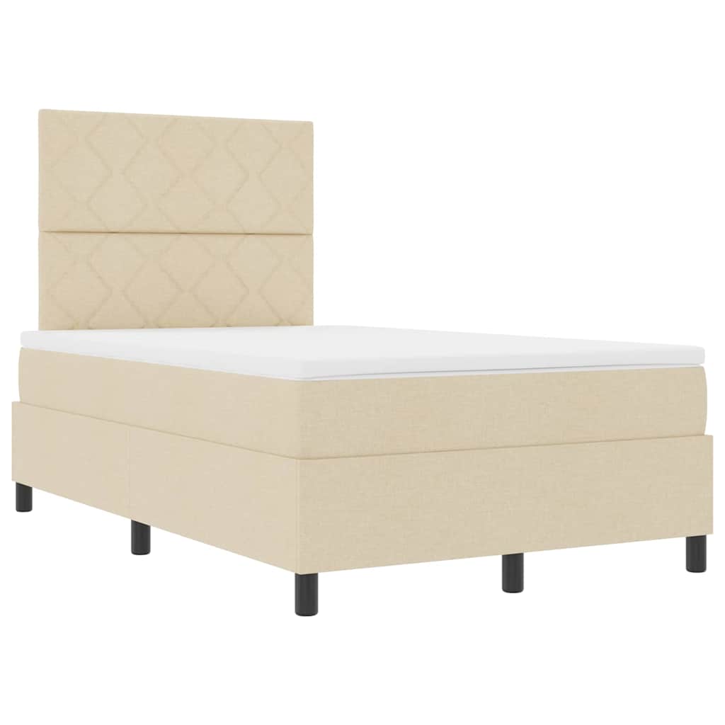 Boxspringbed met matras met hoofdeinde Crème 120 x 190 cm Stof is nu te koop bij PeponiXL, paradijselijk wonen!