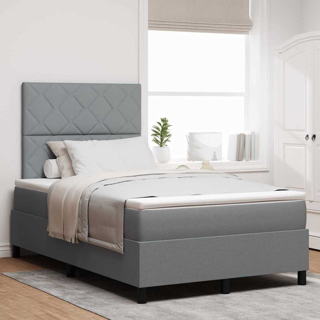 Boxspringbed met matras Lichtgrijs 120 x 200 cm Stof is nu te koop bij PeponiXL, paradijselijk wonen!