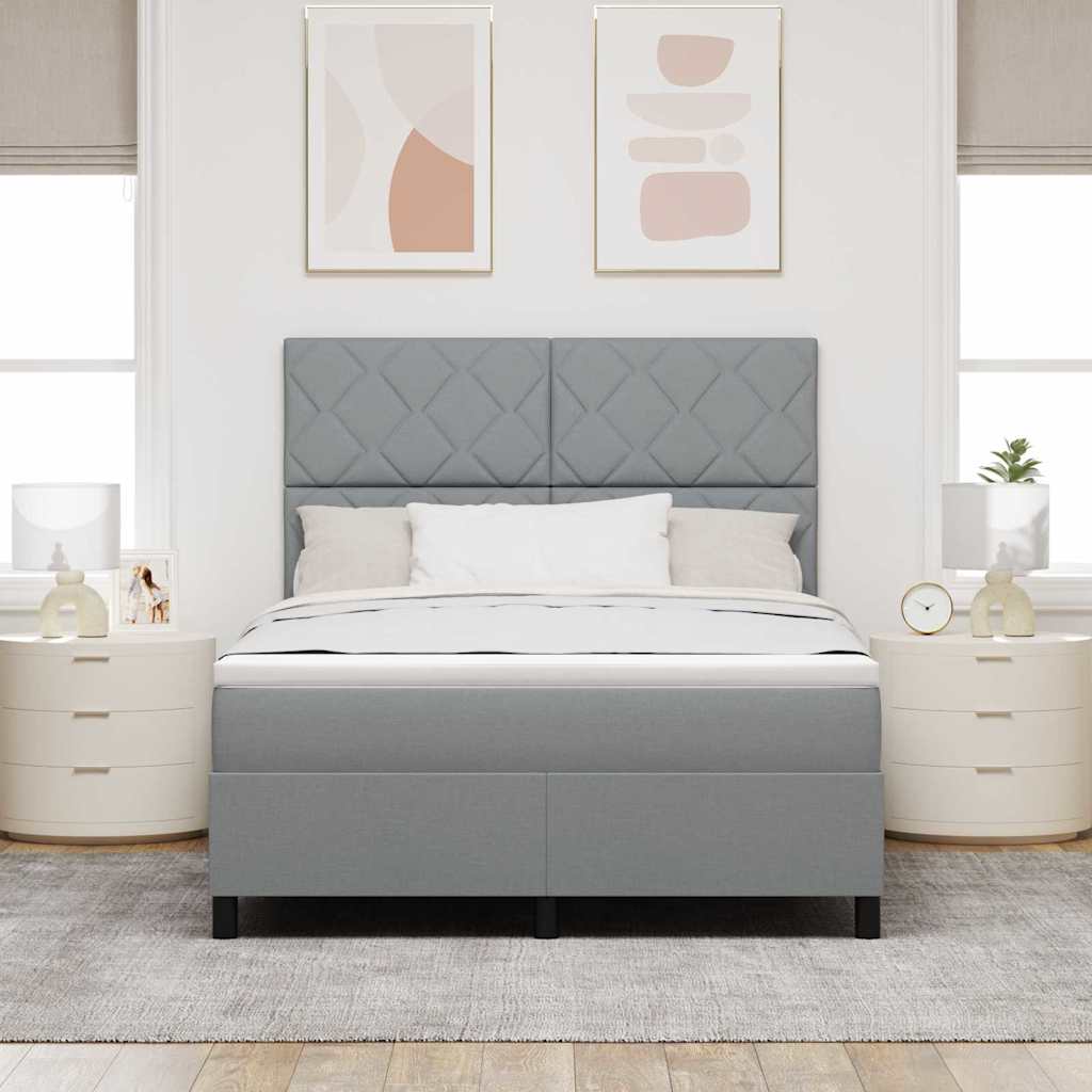 Boxspringbed met matras Lichtgrijs 160 x 200 cm Stof is nu te koop bij PeponiXL, paradijselijk wonen!
