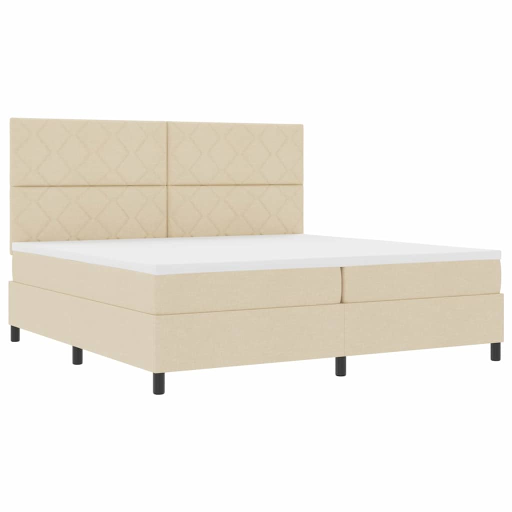 Boxspringbed met matras met hoofdeinde Crème 200 x 200 cm Stof is nu te koop bij PeponiXL, paradijselijk wonen!