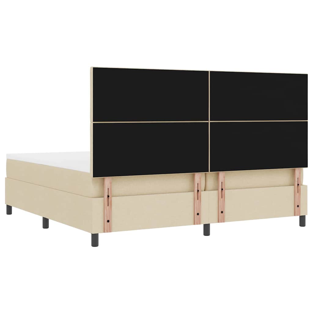 Boxspringbed met matras met hoofdeinde Crème 200 x 200 cm Stof is nu te koop bij PeponiXL, paradijselijk wonen!