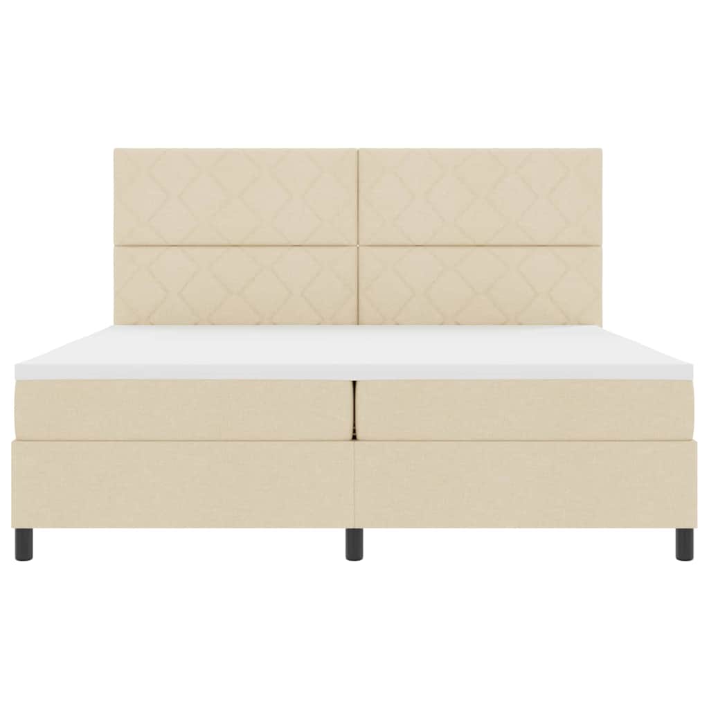 Boxspringbed met matras met hoofdeinde Crème 200 x 200 cm Stof is nu te koop bij PeponiXL, paradijselijk wonen!