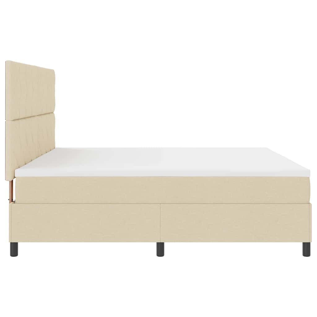 Boxspringbed met matras met hoofdeinde Crème 200 x 200 cm Stof is nu te koop bij PeponiXL, paradijselijk wonen!