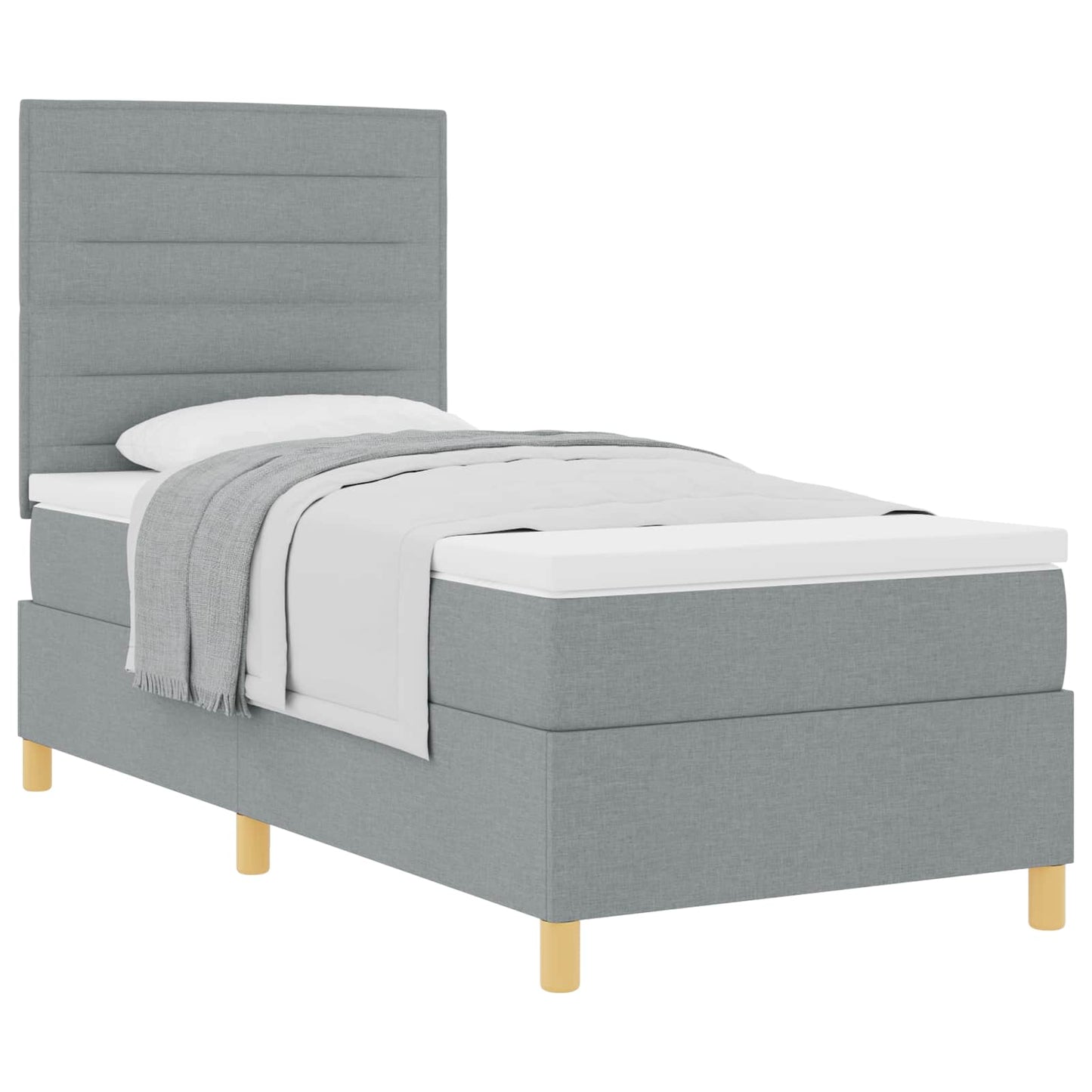 Boxspringbed met matras Lichtgrijs 80 x 200 cm Stof is nu te koop bij PeponiXL, paradijselijk wonen!