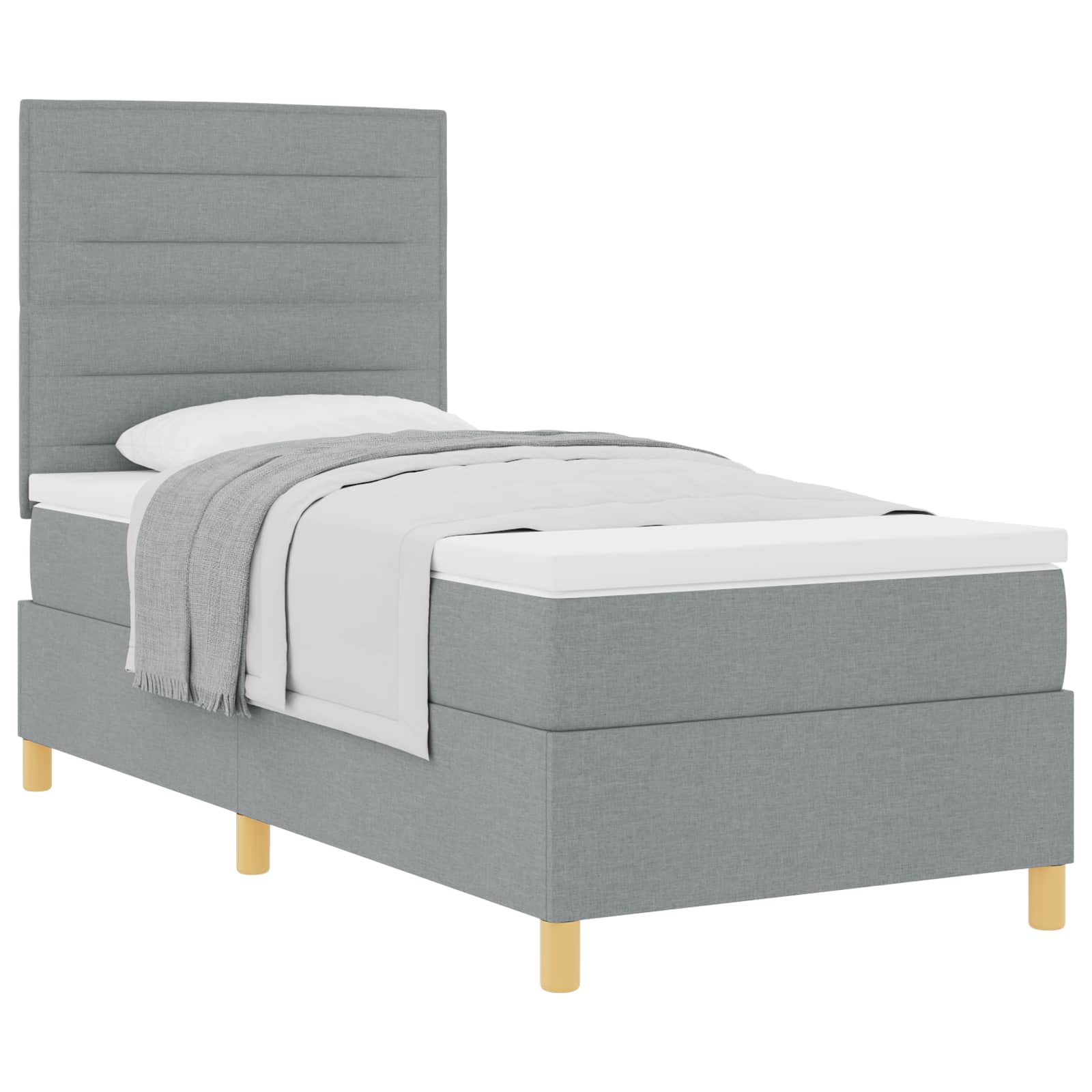 Boxspringbed met matras Lichtgrijs 80 x 200 cm Stof is nu te koop bij PeponiXL, paradijselijk wonen!