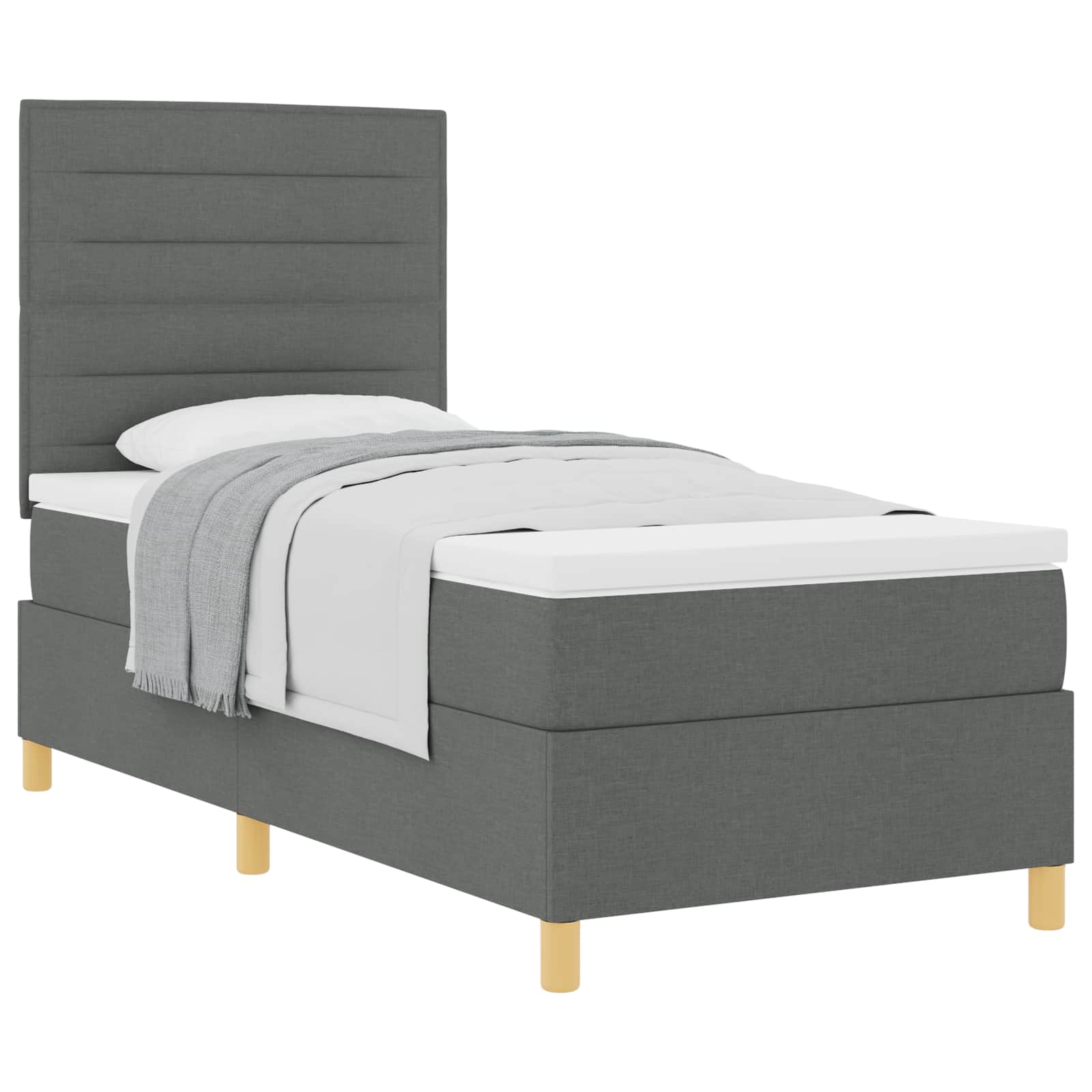 Boxspringbed met matras Donkergrijs 80 x 200 cm Stof is nu te koop bij PeponiXL, paradijselijk wonen!