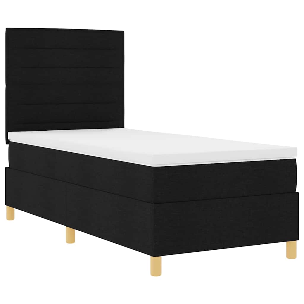 Boxspringbed met matras met hoofdeinde Zwart 80 x 200 cm Stof is nu te koop bij PeponiXL, paradijselijk wonen!