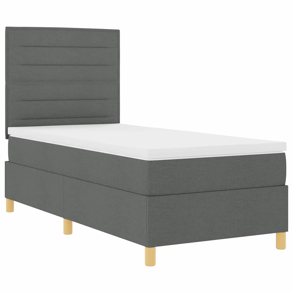 Boxspringbed met matras Donkergrijs 90 x 190 cm Stof is nu te koop bij PeponiXL, paradijselijk wonen!