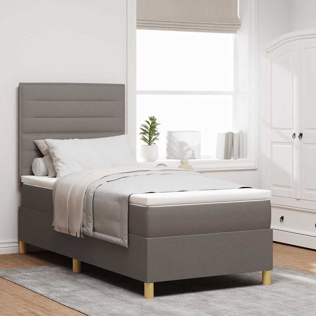 Boxspringbed met matras met hoofdeinde Taupe 90 x 190 cm Stof is nu te koop bij PeponiXL, paradijselijk wonen!