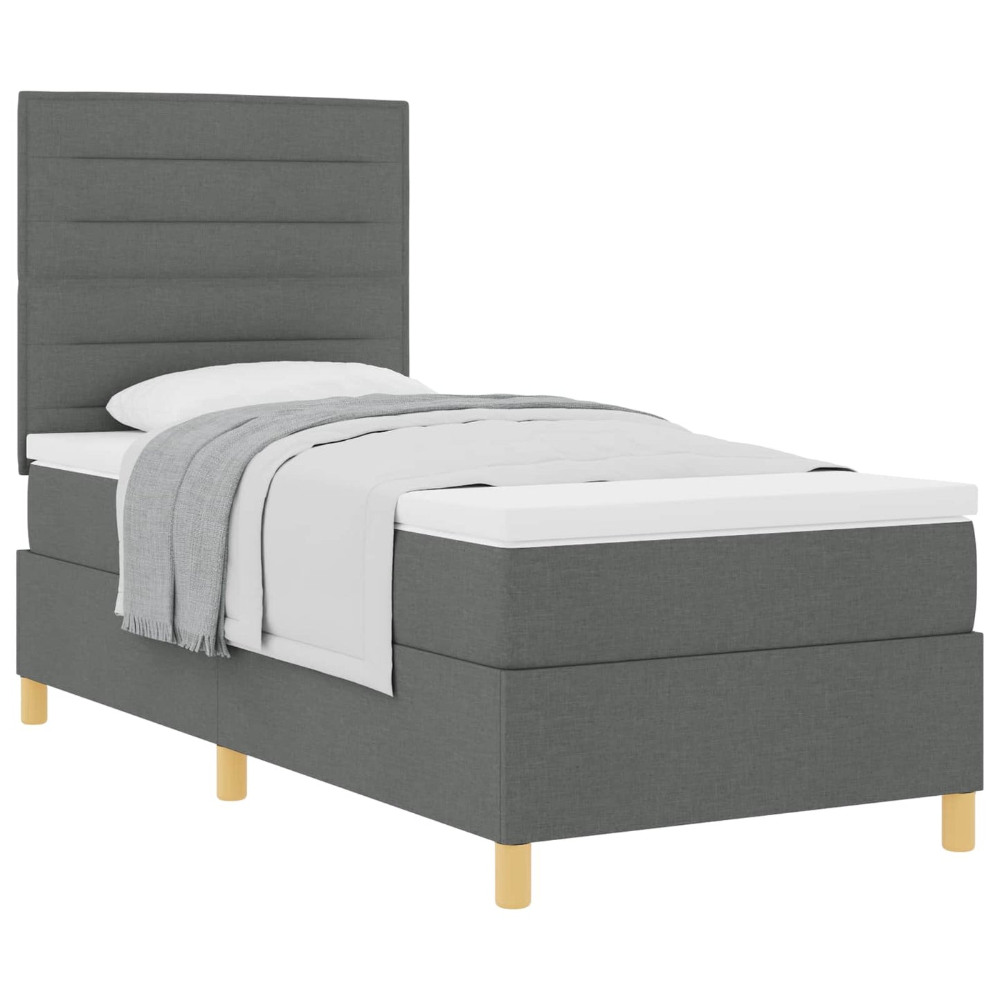 Boxspringbed met matras Donkergrijs 90 x 200 cm Stof is nu te koop bij PeponiXL, paradijselijk wonen!
