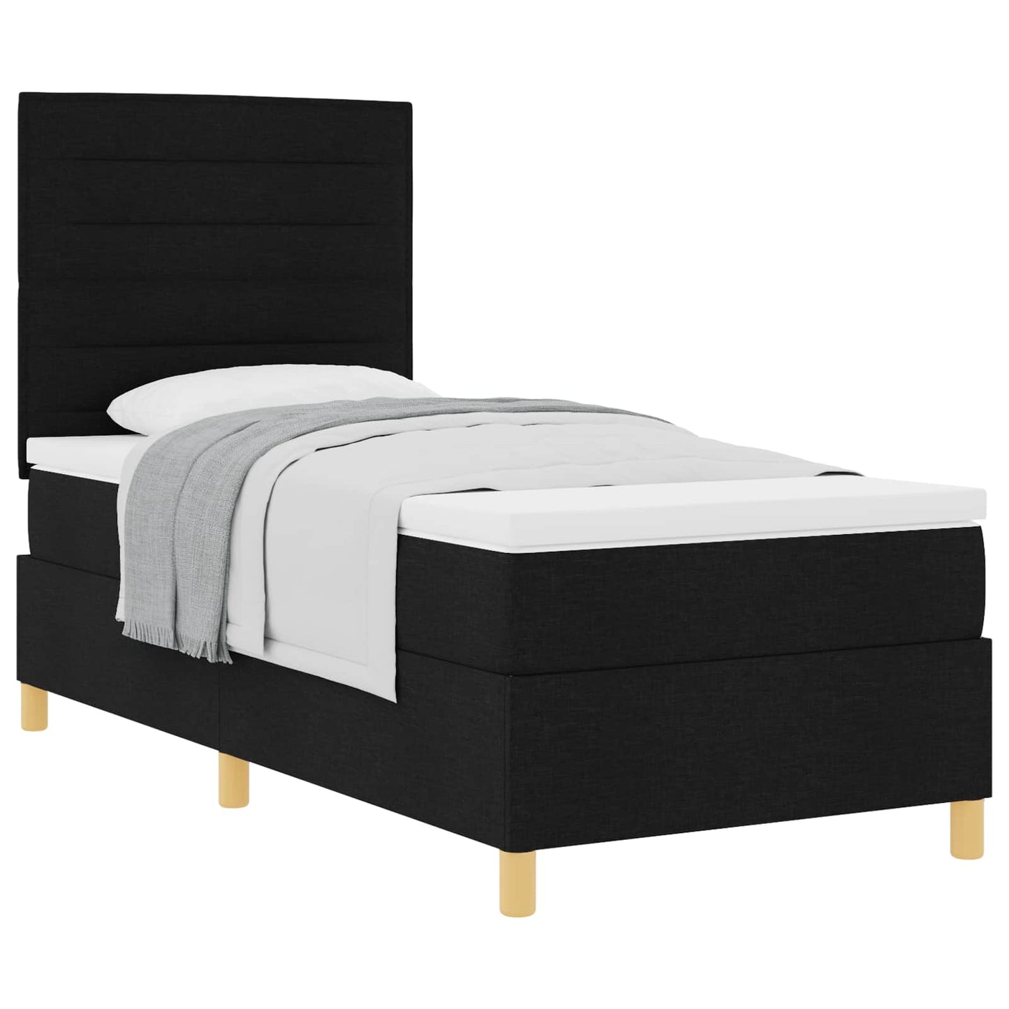 Boxspringbed met matras met hoofdeinde Zwart 90 x 200 cm Stof is nu te koop bij PeponiXL, paradijselijk wonen!