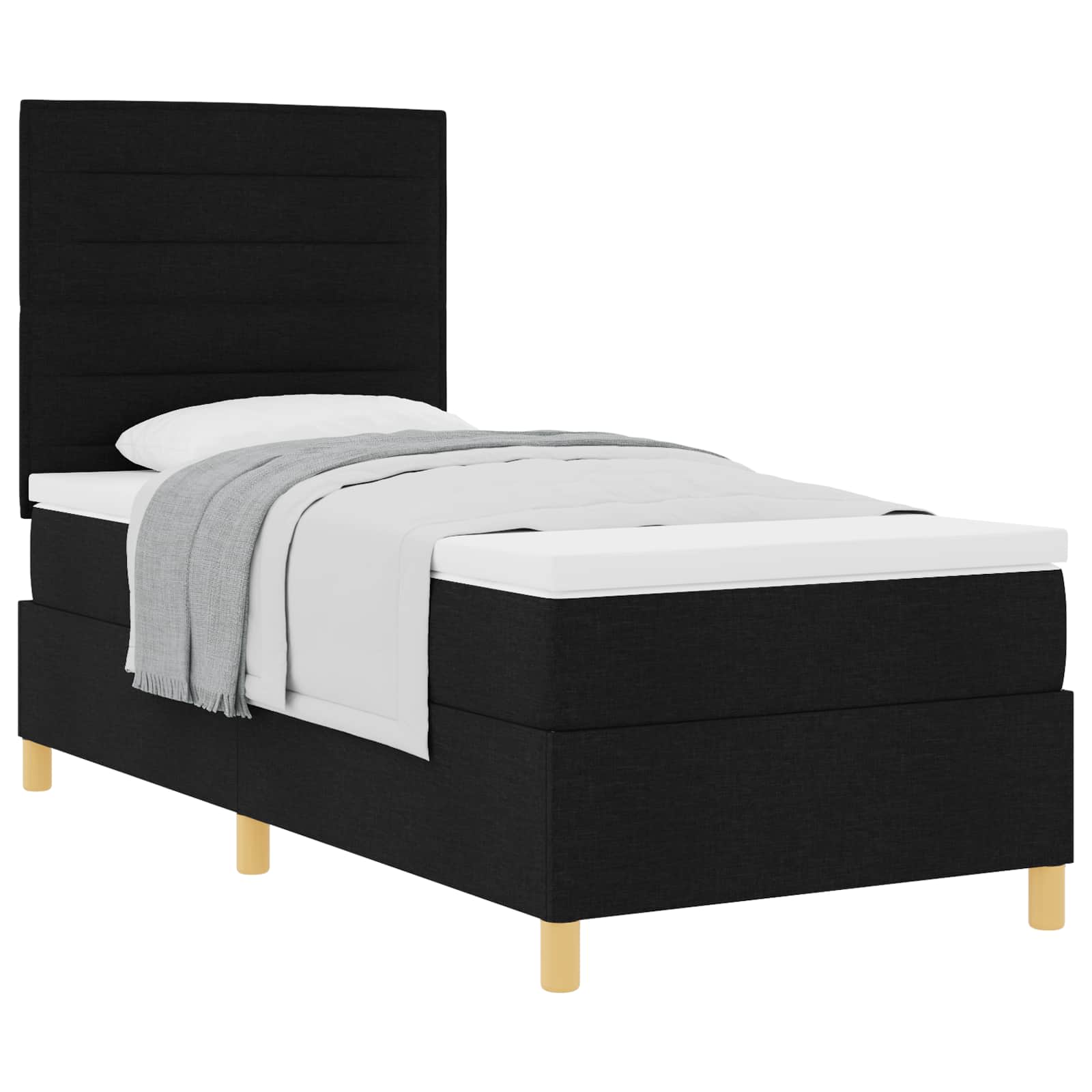 Boxspringbed met matras met hoofdeinde Zwart 90 x 200 cm Stof is nu te koop bij PeponiXL, paradijselijk wonen!