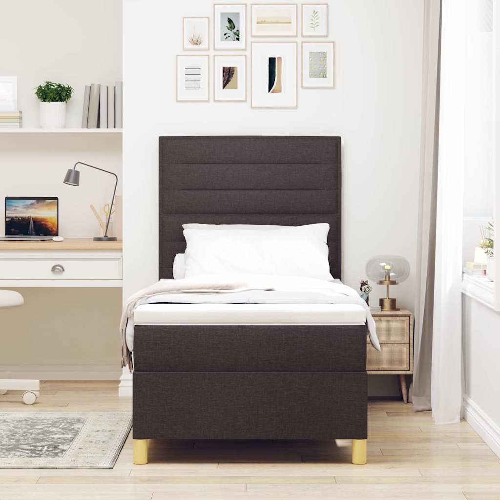 Boxspringbed met matras Donkerbruin 90 x 200 cm Stof is nu te koop bij PeponiXL, paradijselijk wonen!