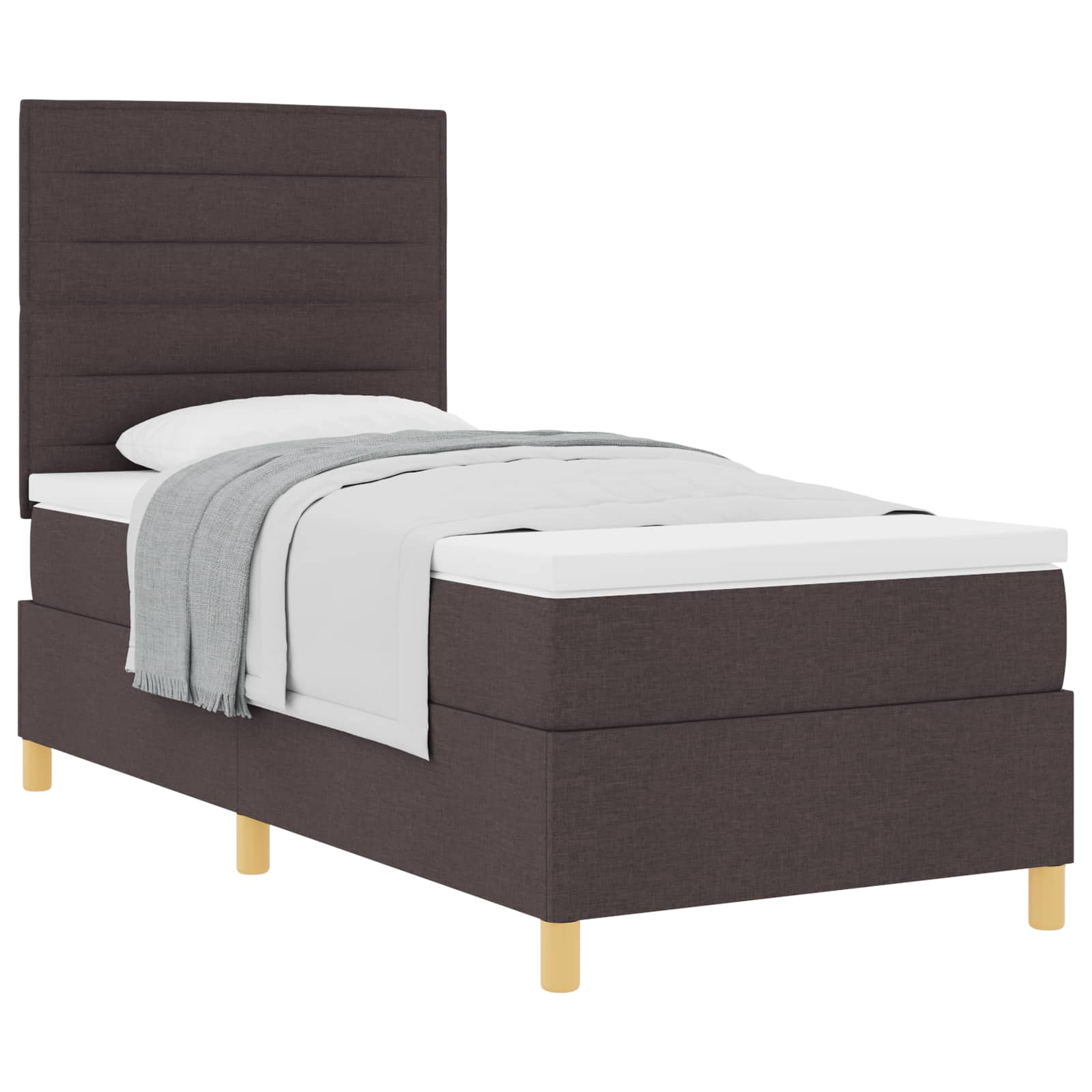 Boxspringbed met matras Donkerbruin 90 x 200 cm Stof is nu te koop bij PeponiXL, paradijselijk wonen!