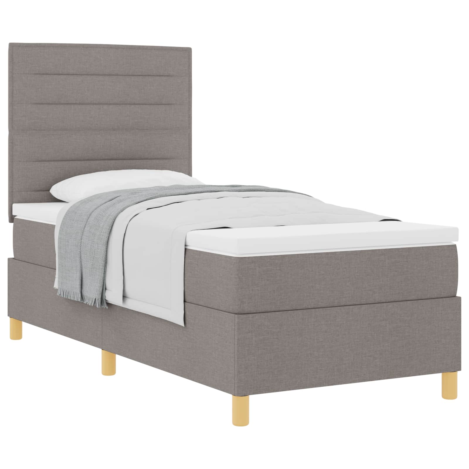 Boxspringbed met matras met hoofdeinde Taupe 90 x 200 cm Stof is nu te koop bij PeponiXL, paradijselijk wonen!