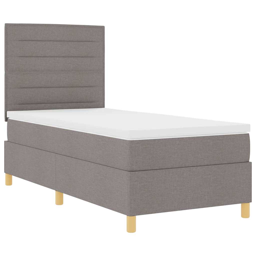 Boxspringbed met matras met hoofdeinde Taupe 90 x 200 cm Stof is nu te koop bij PeponiXL, paradijselijk wonen!