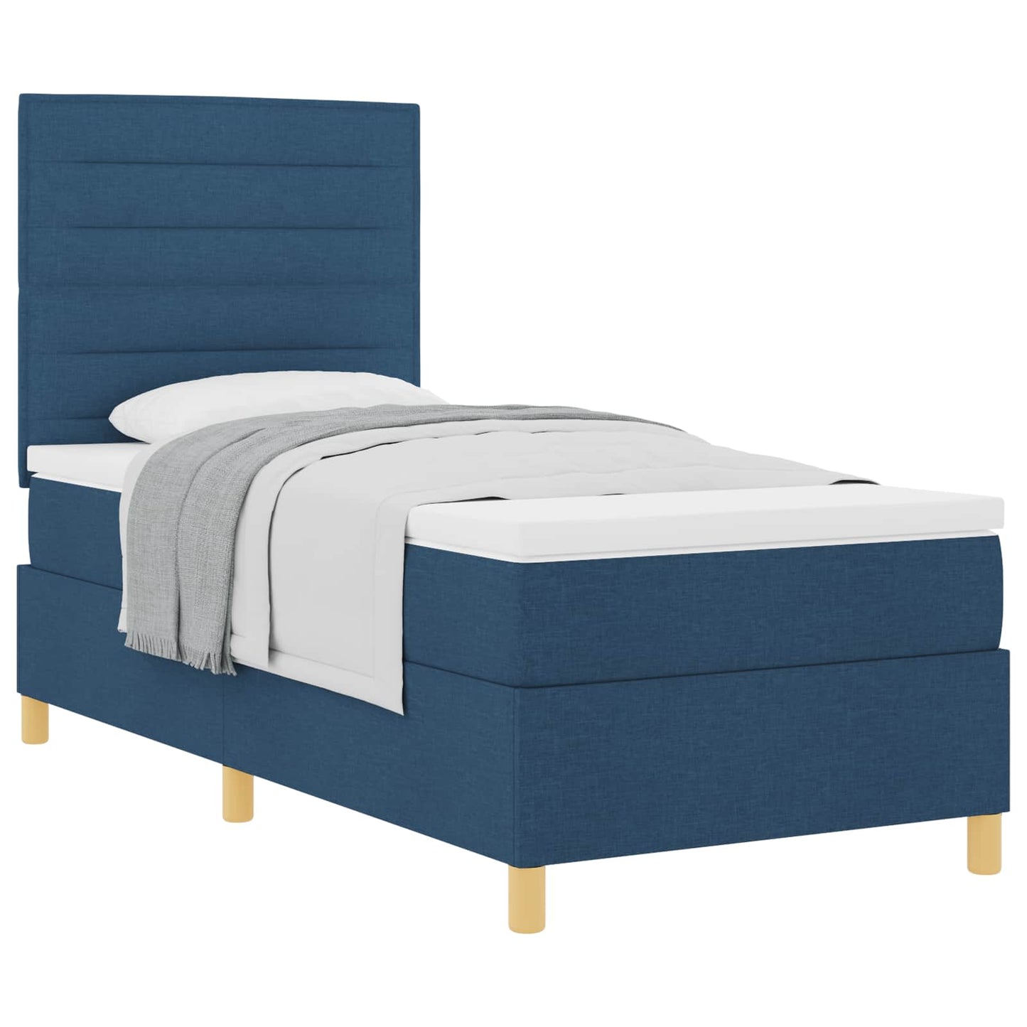 Boxspringbed met matras met hoofdeinde Blauw 90 x 200 cm Stof is nu te koop bij PeponiXL, paradijselijk wonen!