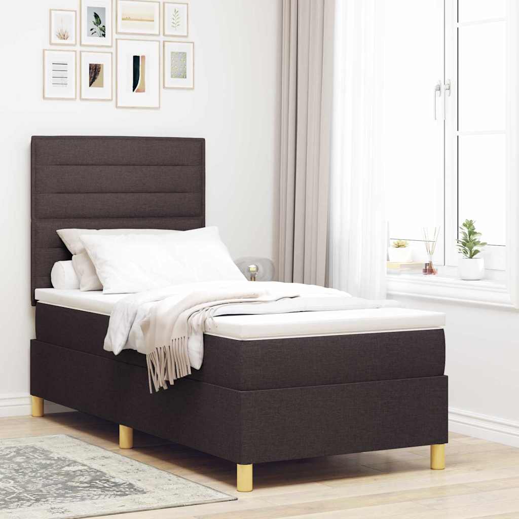 Boxspringbed met matras Donkerbruin 100 x 200 cm Stof is nu te koop bij PeponiXL, paradijselijk wonen!