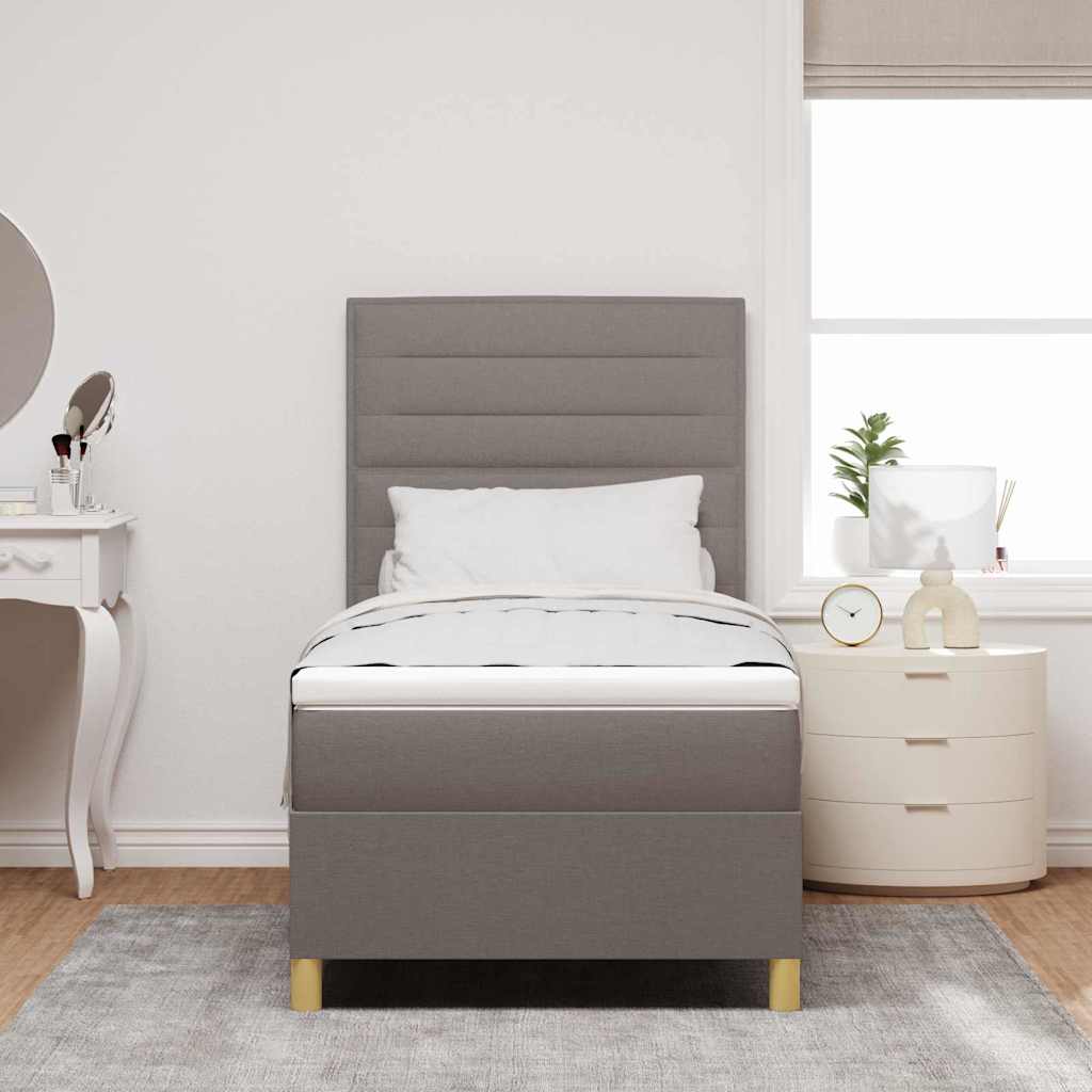 Boxspringbed met matras met hoofdeinde Taupe 100 x 200 cm Stof is nu te koop bij PeponiXL, paradijselijk wonen!