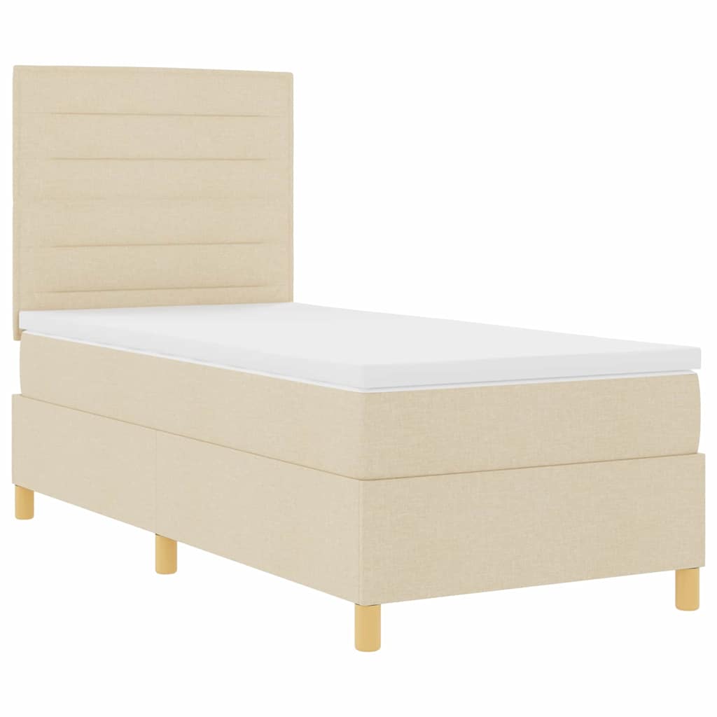 Boxspringbed met matras met hoofdeinde Crème 100 x 200 cm Stof is nu te koop bij PeponiXL, paradijselijk wonen!