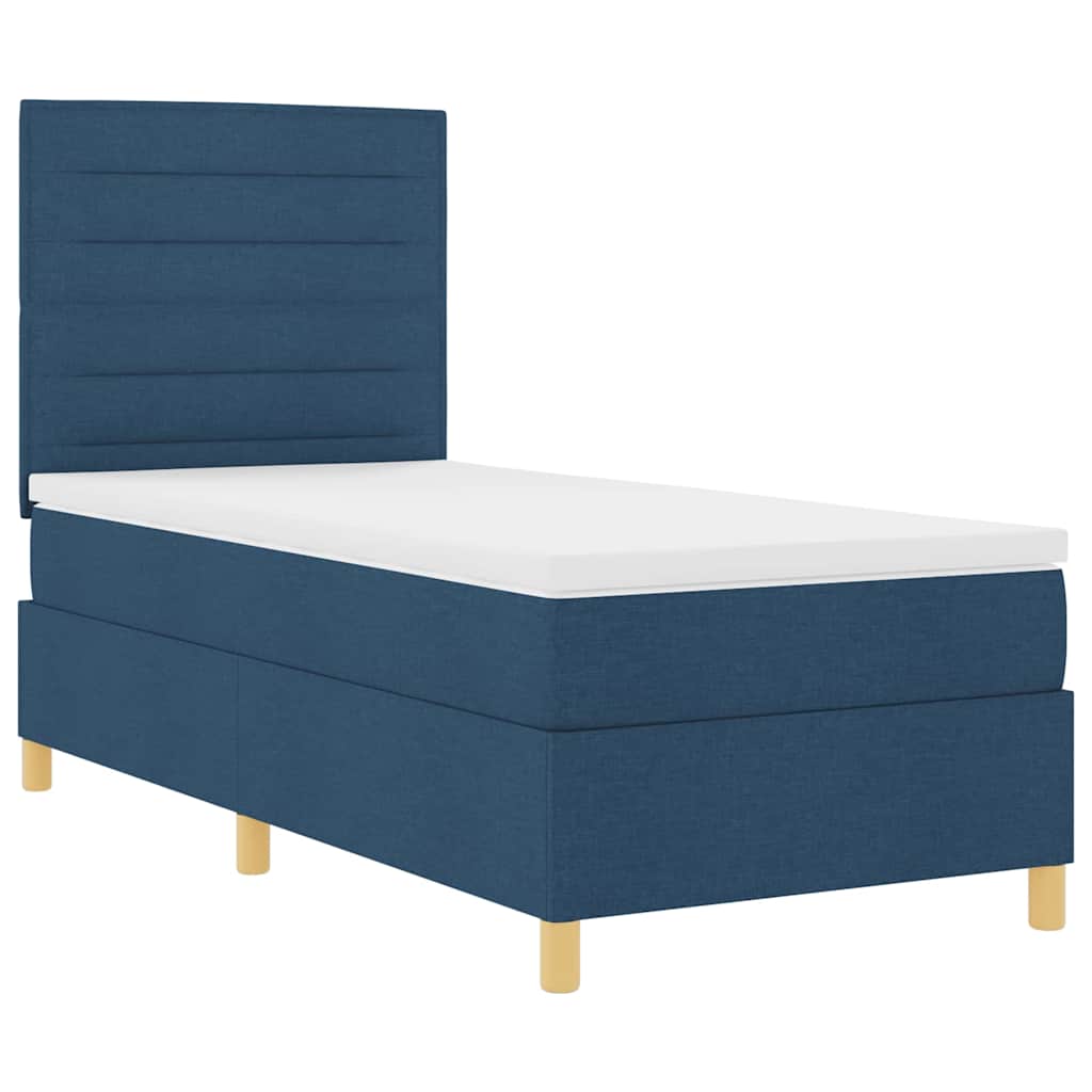 Boxspringbed met matras met hoofdeinde Blauw 100 x 200 cm Stof is nu te koop bij PeponiXL, paradijselijk wonen!