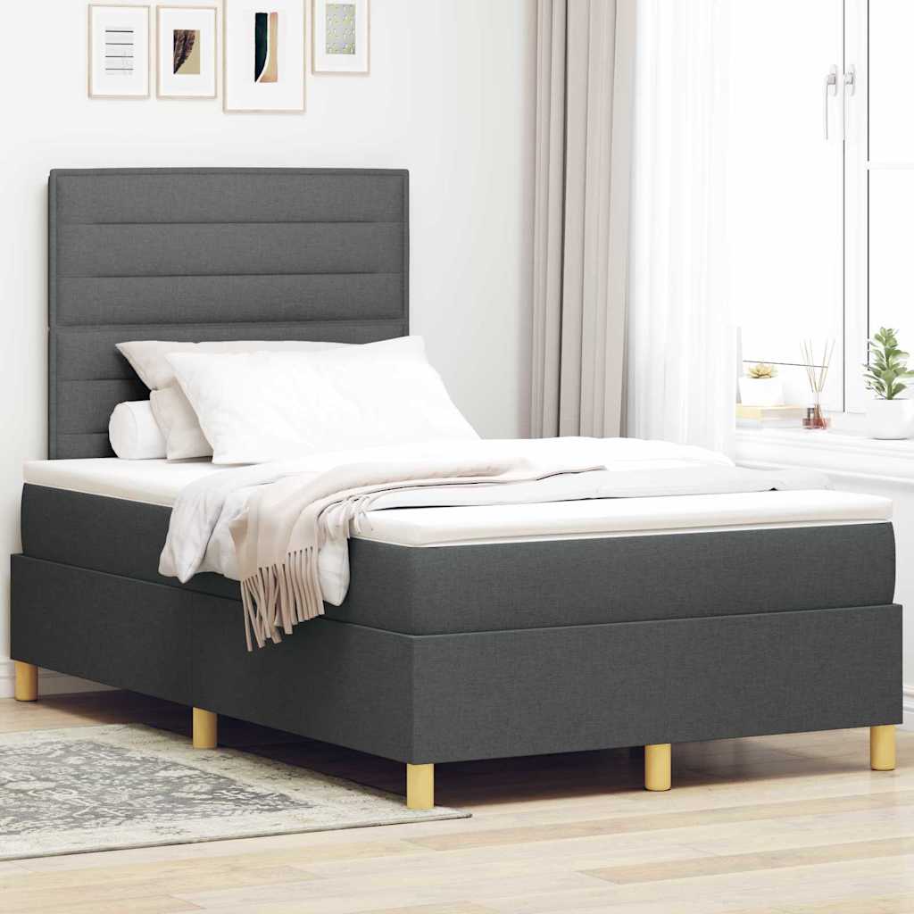 Boxspringbed met matras Donkergrijs 120 x 190 cm Stof is nu te koop bij PeponiXL, paradijselijk wonen!