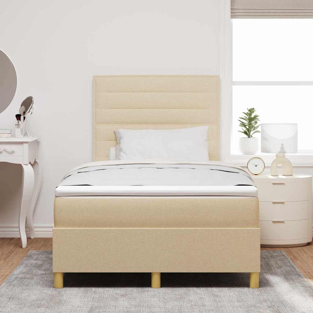 Boxspringbed met matras met hoofdeinde Crème 120 x 190 cm Stof is nu te koop bij PeponiXL, paradijselijk wonen!
