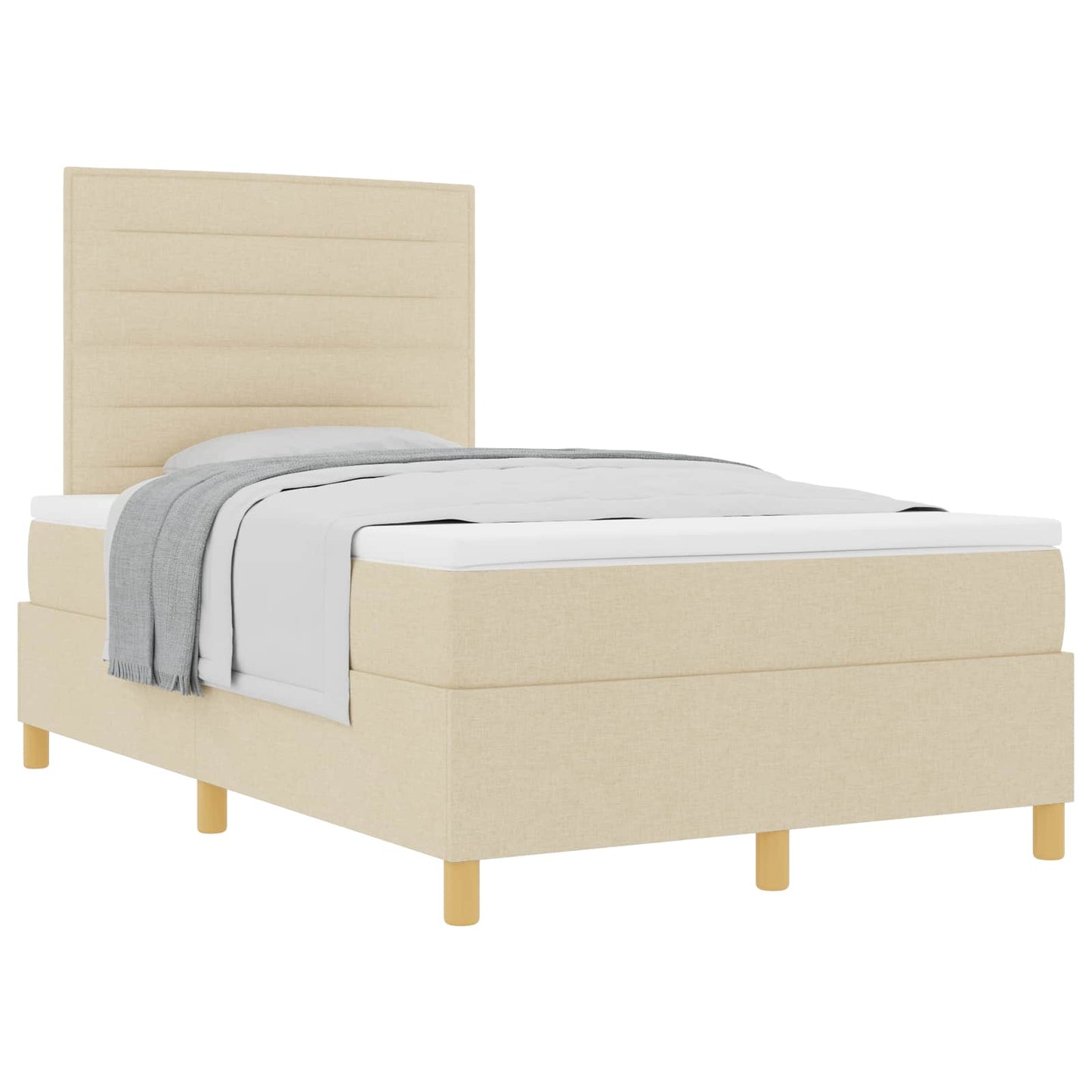 Boxspringbed met matras met hoofdeinde Crème 120 x 190 cm Stof is nu te koop bij PeponiXL, paradijselijk wonen!