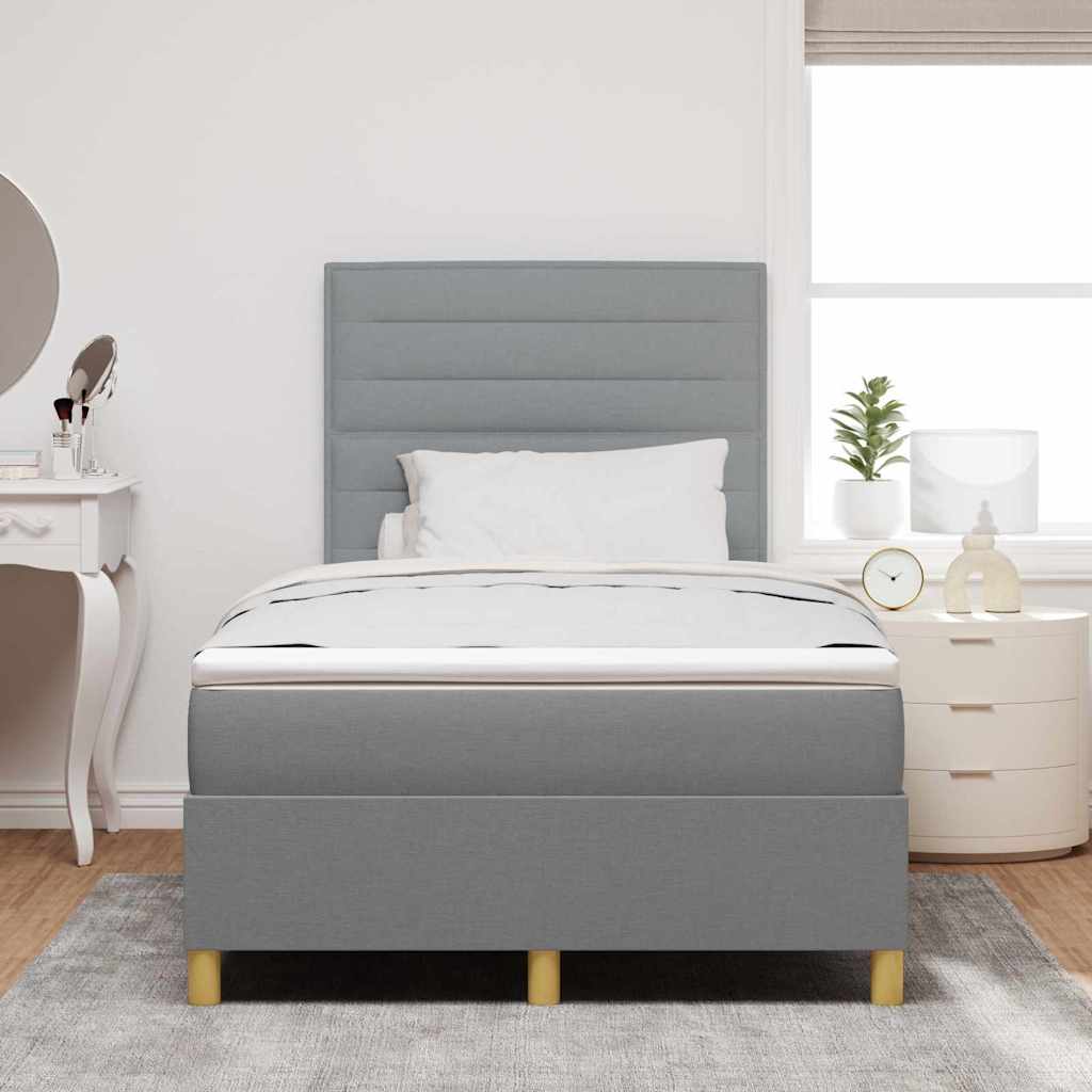 Boxspringbed met matras Lichtgrijs 120 x 200 cm Stof is nu te koop bij PeponiXL, paradijselijk wonen!