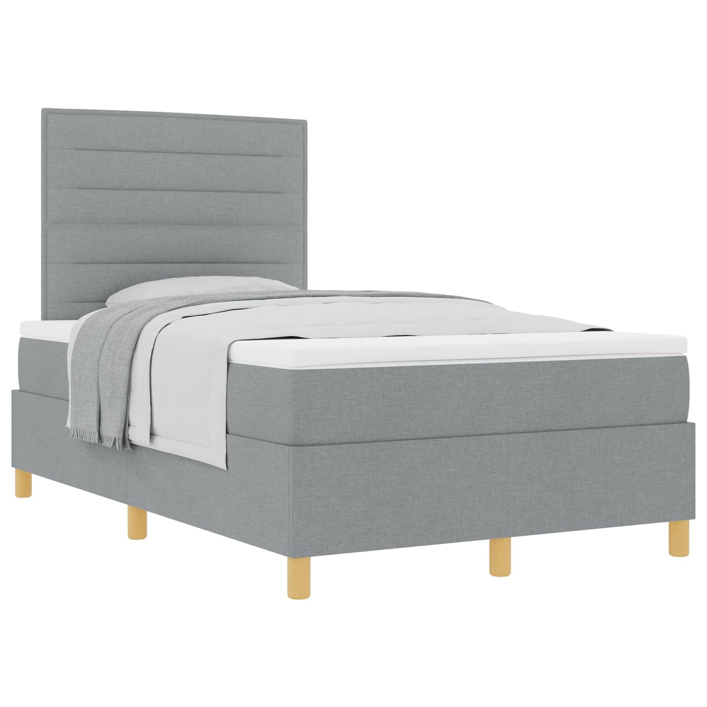 Boxspringbed met matras Lichtgrijs 120 x 200 cm Stof is nu te koop bij PeponiXL, paradijselijk wonen!