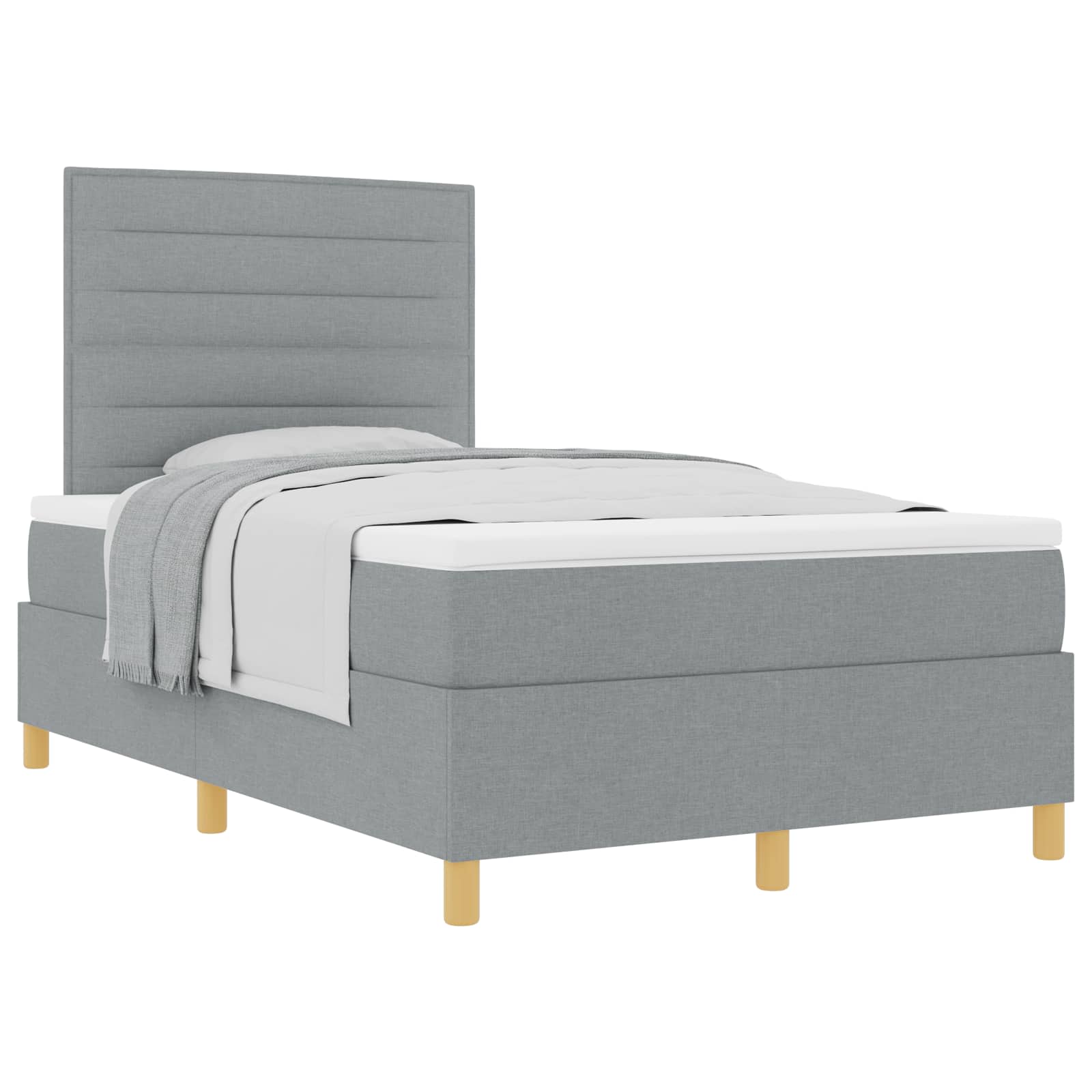 Boxspringbed met matras Lichtgrijs 120 x 200 cm Stof is nu te koop bij PeponiXL, paradijselijk wonen!