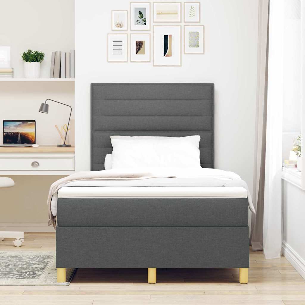 Boxspringbed met matras Donkergrijs 120 x 200 cm Stof is nu te koop bij PeponiXL, paradijselijk wonen!