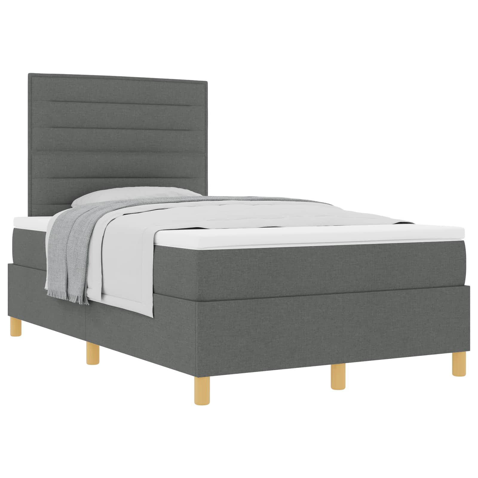Boxspringbed met matras Donkergrijs 120 x 200 cm Stof is nu te koop bij PeponiXL, paradijselijk wonen!
